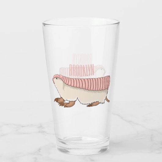 Pink fairy armadillo cartoon illustration glas (Rückseite)