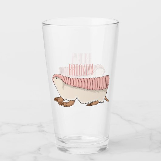 Pink fairy armadillo cartoon illustration glas (Vorderseite)