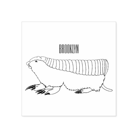 Pink fairy armadillo cartoon illustration gummistempel (Prägung)