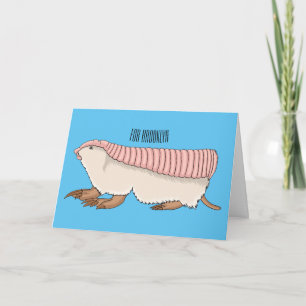 Pink fairy armadillo cartoon illustration karte