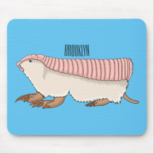 Pink fairy armadillo cartoon illustration mousepad