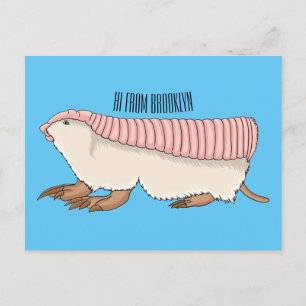 Pink fairy armadillo cartoon illustration postkarte