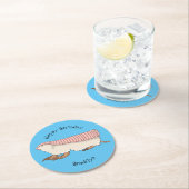 Pink fairy armadillo cartoon illustration runder pappuntersetzer (Vor Ort)