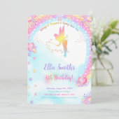 Pink Fairy Birthday Einladung (Stehend Vorderseite)
