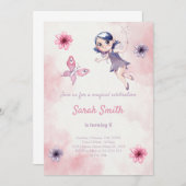 Pink Fairy Birthday Einladung (Vorne/Hinten)
