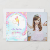 Pink Fairy Birthday Foto Einladung (Vorderseite)