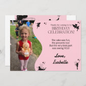 Pink Fairy Birthday Party Danke Karte (Vorne/Hinten)