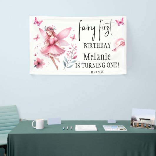 Pink Fairy Butterfells Magic Wand Erster Geburtsta Banner (Messeveranstaltung)