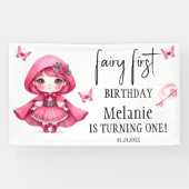 Pink Fairy Butterfells Magic Wand Erster Geburtsta Banner (Horizontal)