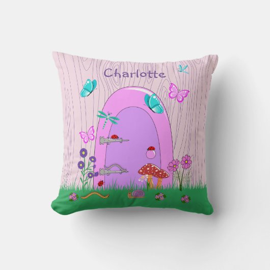 Pink Fairy Door Throw Kissen (Vorderseite)