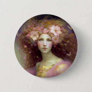 Pink Fairy Fantasy Art Button