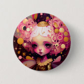 Pink Fairy Fantasy Art Button (Vorderseite)