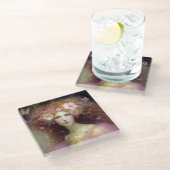 Pink Fairy Fantasy Art Glasuntersetzer (Schrägansicht)