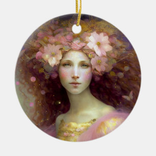 Pink Fairy Fantasy Art Keramik Ornament