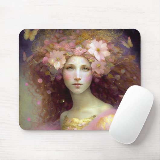 Pink Fairy Fantasy Art Mousepad (Mit Mouse)