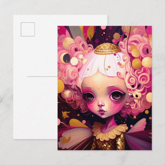 Pink Fairy Fantasy Art Postkarte (Vorne/Hinten)
