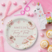 Pink Fairy First Birthday Party Paper Plates Pappteller (Party)