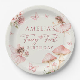 Pink Fairy First Birthday Party Paper Plates Pappteller