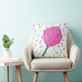 Pink Fairy Floss Cotton Candy Square Kissen (Stuhl )