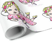Pink Fairy Flying Gift Wrap Geschenkpapier (Rolleneckpunkt)