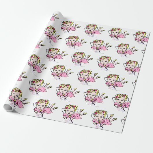 Pink Fairy Flying Gift Wrap Geschenkpapier (Ungerollt)
