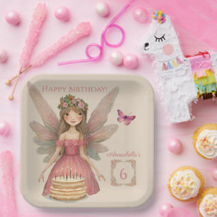 Pink Fairy Girls Geburtstag Pappteller