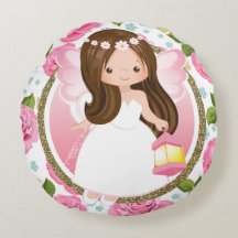 Pink Fairy Girls mit Rose Kissen Kissen