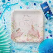 Pink Fairy Mushroom Floral Garden 1st Birthday Pappteller (Party)