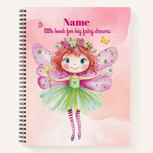 Pink Fairy Notebook Notizheft Gezeichnet für Mädch Notizblock (Vorderseite)