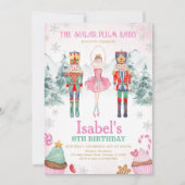 Pink Fairy Nutcracker Geburtstag Winter Einladung (Vorderseite)