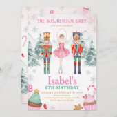 Pink Fairy Nutcracker Geburtstag Winter Einladung (Vorne/Hinten)