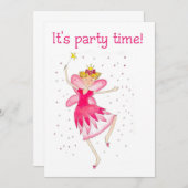 Pink Fairy Party Einladung (Vorne/Hinten)
