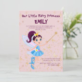 Pink Fairy Princess Geburtstagsfeier Einladung (Stehend Vorderseite)