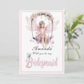 Pink Fairy Swing wird meine Bridesmaid sein Einladung (Stehend Vorderseite)