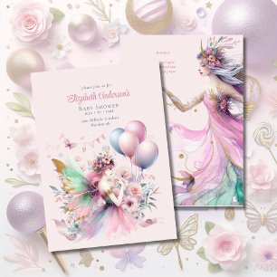 Pink Fairy Tale Princess Rose Girls Baby Dusche Einladung