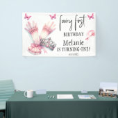 Pink Fairy Tiara Pink Schmetterlinge Erster Geburt Banner (Messeveranstaltung)