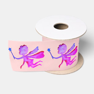 Pink Fairy Watercolor Zeichnend Satin Ribbon Satinband