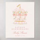 pink fairytale carousel baby shower welcome sign poster (Vorne)
