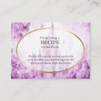 Pink Fairytale Castle Bridal Shower Recipe Request Begleitkarte