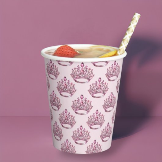 Pink Fairytale Princess Crown Geburtstag Pappbecher
