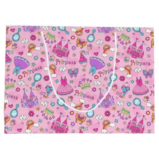 Pink Fairytale Princess Party Große Geschenktüte (Rückseite)
