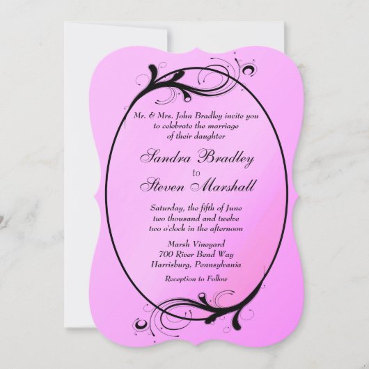 Pink Fairytale Wedding Einladung (Vorderseite)