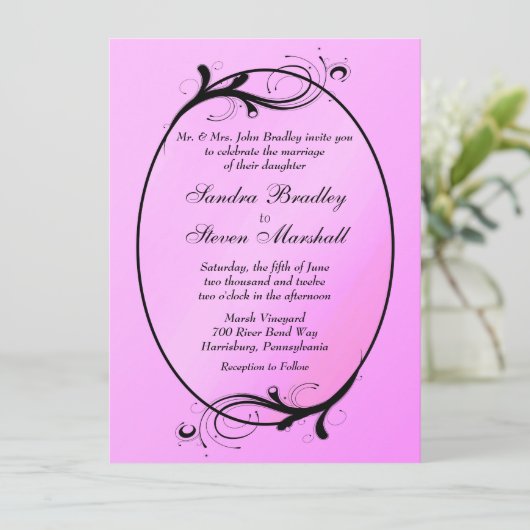 Pink Fairytale Wedding Einladung (Stehend Vorderseite)