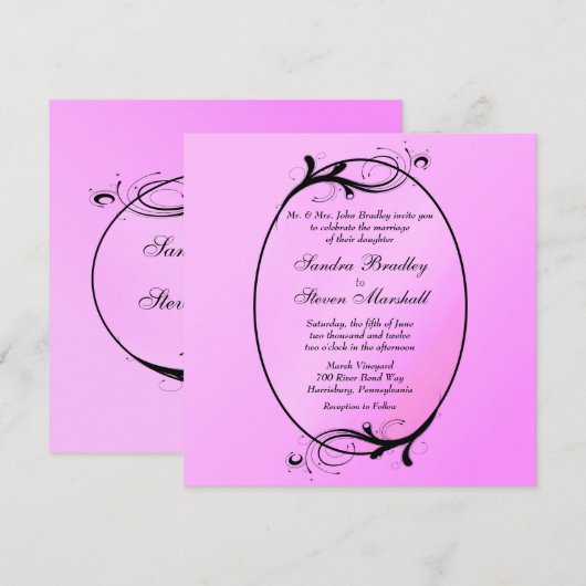 Pink Fairytale Wedding Einladung (Vorne/Hinten)