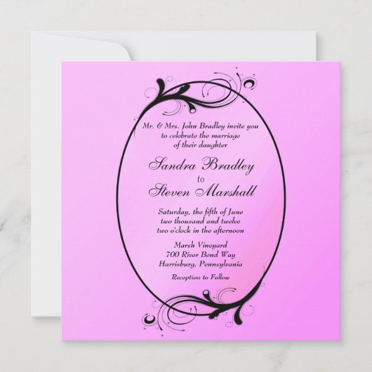 Pink Fairytale Wedding Einladung (Vorderseite)