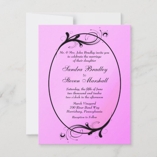 Pink Fairytale Wedding Einladung (Vorderseite)