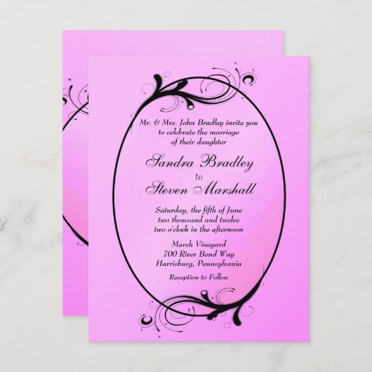 Pink Fairytale Wedding Einladung (Vorne/Hinten)