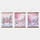 Pink Fairytale Winter Wonderland Wandteppich Mit Holzrahmen (Dreifach)
