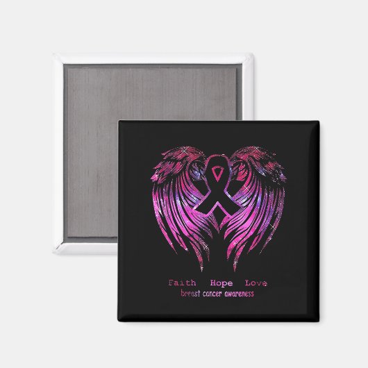 Pink Faith Hope Liebe Wings Breast Cancer Awarenes Magnet (Vorderseite/Rückseite)
