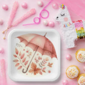 PINK FALL AUTUMENTIERTE POSTEN PAPPTELLER (Party)